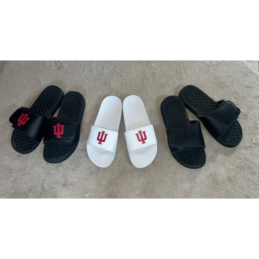 Indiana Hoosiers Men’s Size 12  Red White Black Flip Flops Slides Sandles